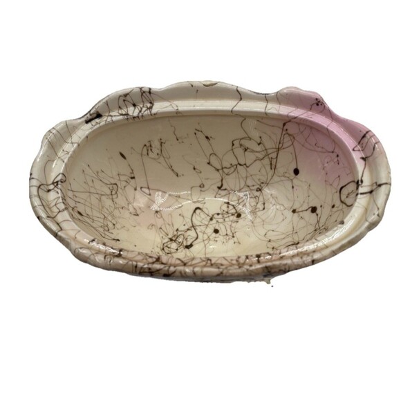 Vtg Possible Dreams Cherub Compote Candy Dish W/ Lid Crackle Glaze Pink Accents - Picture 7 of 14